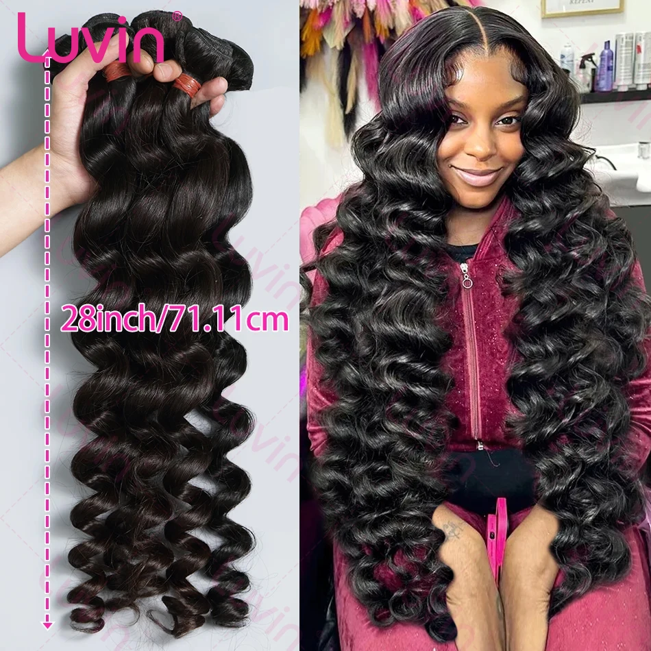 Luvin 30 40 Inch Loose Deep Wave Bundles 100% Human Hair Brazilian Remy Loose Wave Human Hair Bundles Hair Extensions Tissage