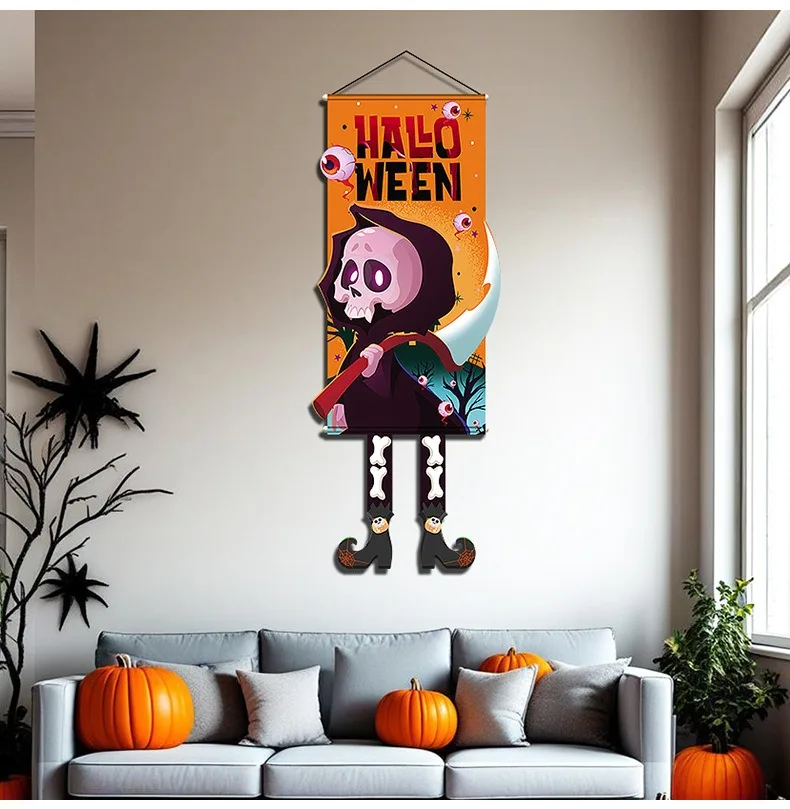 

Halloween Long Leg Ghost Pumpkin Pendant Door Banner Skull Horror Ghost Festival DIY Trick or Treat Happy Halloween Day 2025