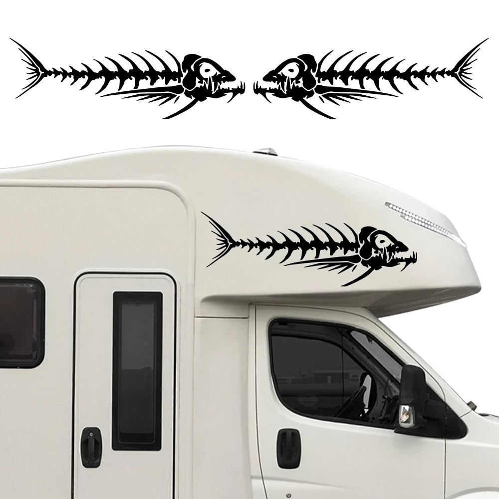 

2PCS Fish Bone Pattern Car Stickers Vinyl Decals For Camper Van Motorhome Caravan RV Vanlife Auto Tuning Decoration Accessories