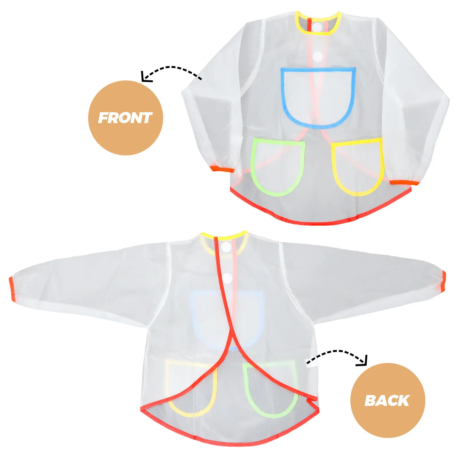 Waterproof Long Sleeved Children Painting Apron Protective Kids Smock Oil Paint Resistant with Large Pockets for Drawing