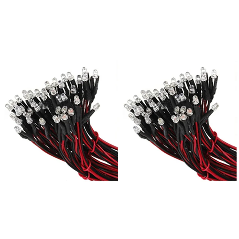 ABUP-20 Pcs 12V 20Cm LED Pre Wired 3Mm Red