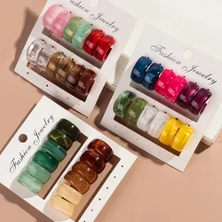6 Pairs/set Trend Colorful Acrylic Geometric Wide C-Shape Earrings Set for Women Girls Earrings Fashion Jewelry