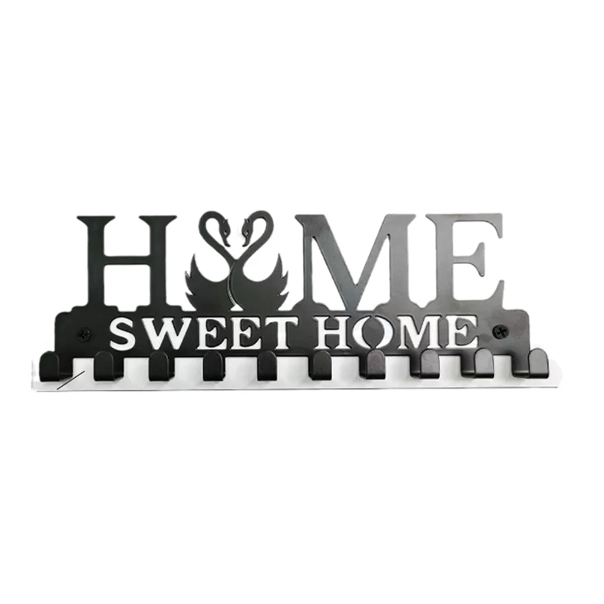 Metal Wall Hook Storage Rack Black Sweet Home Wall Hook Self-Adhesive Hook Key Hanging Kitchen Towel Hanger Clothes