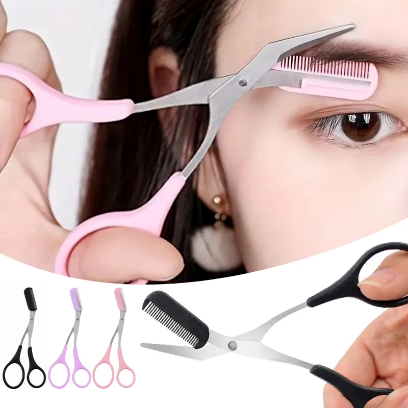 New Eyebrow Trimmer Scissor with Comb Facial Eyelash Hair Removal Grooming Shaping Eyebrow Shaver Cosmetic Makeup Accessories