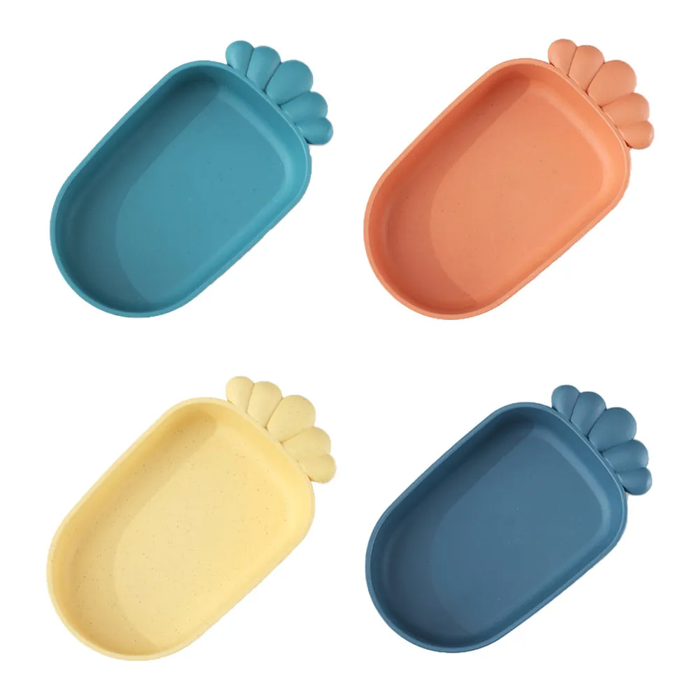 

4Pcs Children Food Plates Made of Wheat Straw Material Round Edge Baby Food Storage Containers Easy to Clean Dishware for Kids