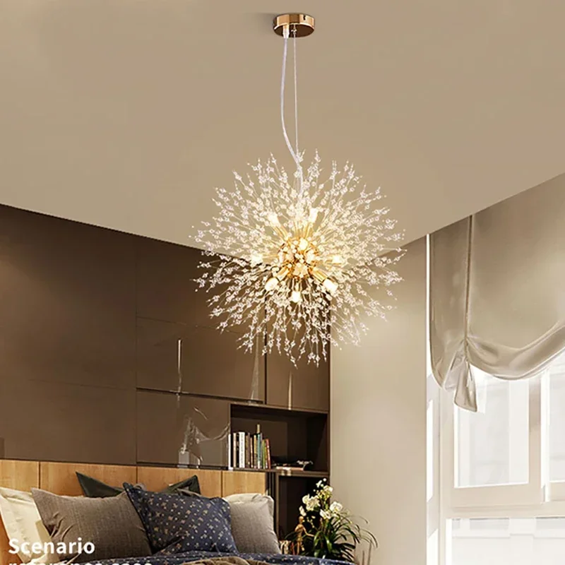 

Sky Star Fireball Dandelion Restaurant, Modern Crystal Pendant LED Lighting Living Room Pendant, Bar Art Danish Luminaire