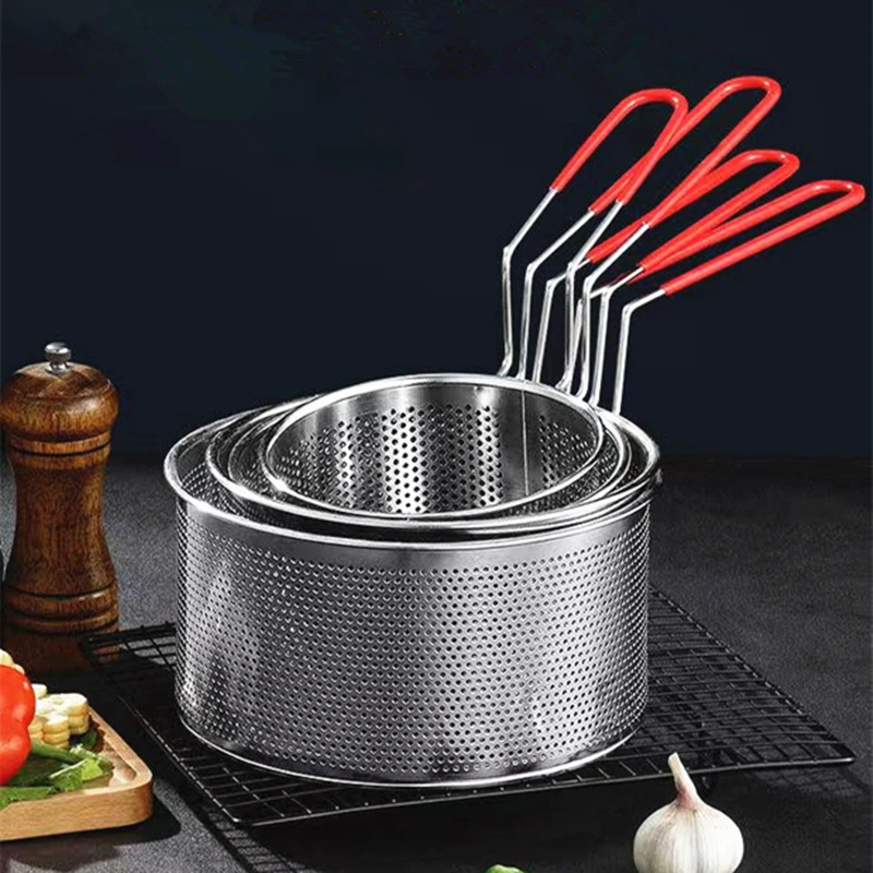 Hot Filter Pasta Spoon Deep Fry Basket Oil Residue Filtration Mesh  Colander for Vegetable French Chips Onion Rings Chicken Wing