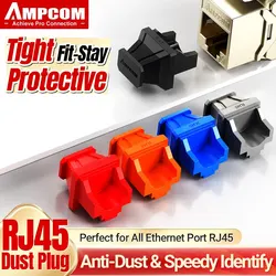 AMPCOM Snap-in RJ45 Protector Blocker Protective Cover, Anti-dust Cover Cap, RoHs Compliment Soft PVC Insert for Swither, Router