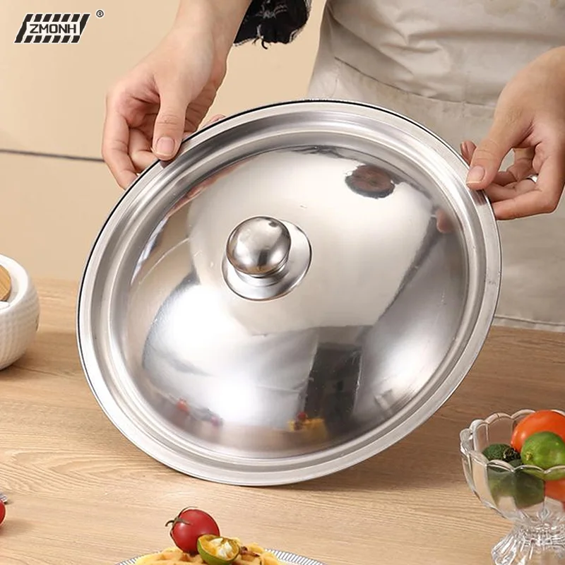 [H]10-32Cm Stainless Steel Round Pot Lid Universal Replacement Frying Pan Cover Smooth Edge Dishwasher Safe For Skillet Wok Pot