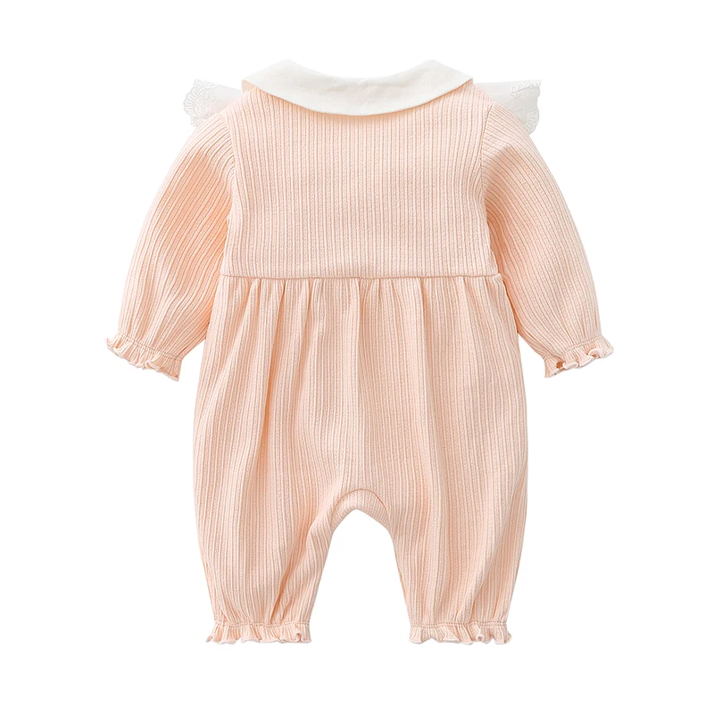 Lace Flowers Bow Newborn Baby Girls Rompers Clothes for Spring Autumn Infant Jumpsuits + Hats