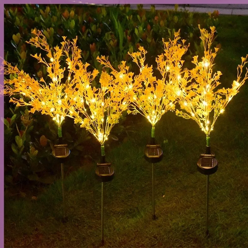 Solar powered rapeseed flower field inserted lawn light, outdoor waterproof LED garden courtyard decorative light E2