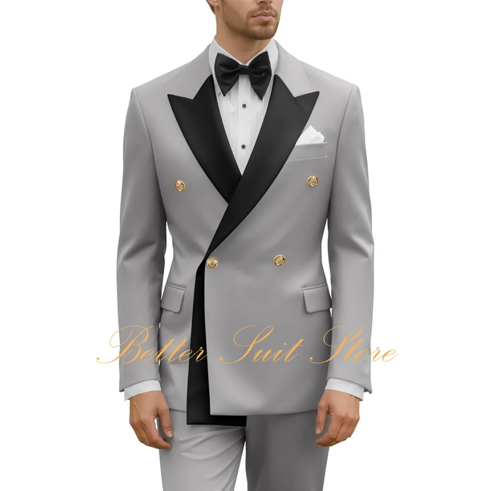 

Men 2 Piece Suit Slim Fit Double Breasted Suit Wedding Prom Tuxedo Blazer Pants Suits Set for Formal Business