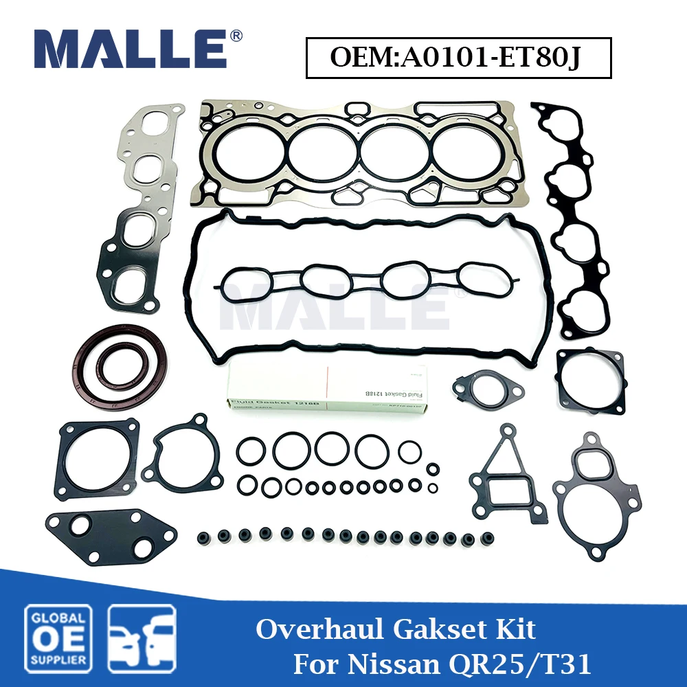 

Engine Full Overhaul Gasket Kit QR25 T31 For NISSAN Canada S35 X-TRAIL T31 QR25DE 2.5L Full Repair Car Accessories A0101-ET80J