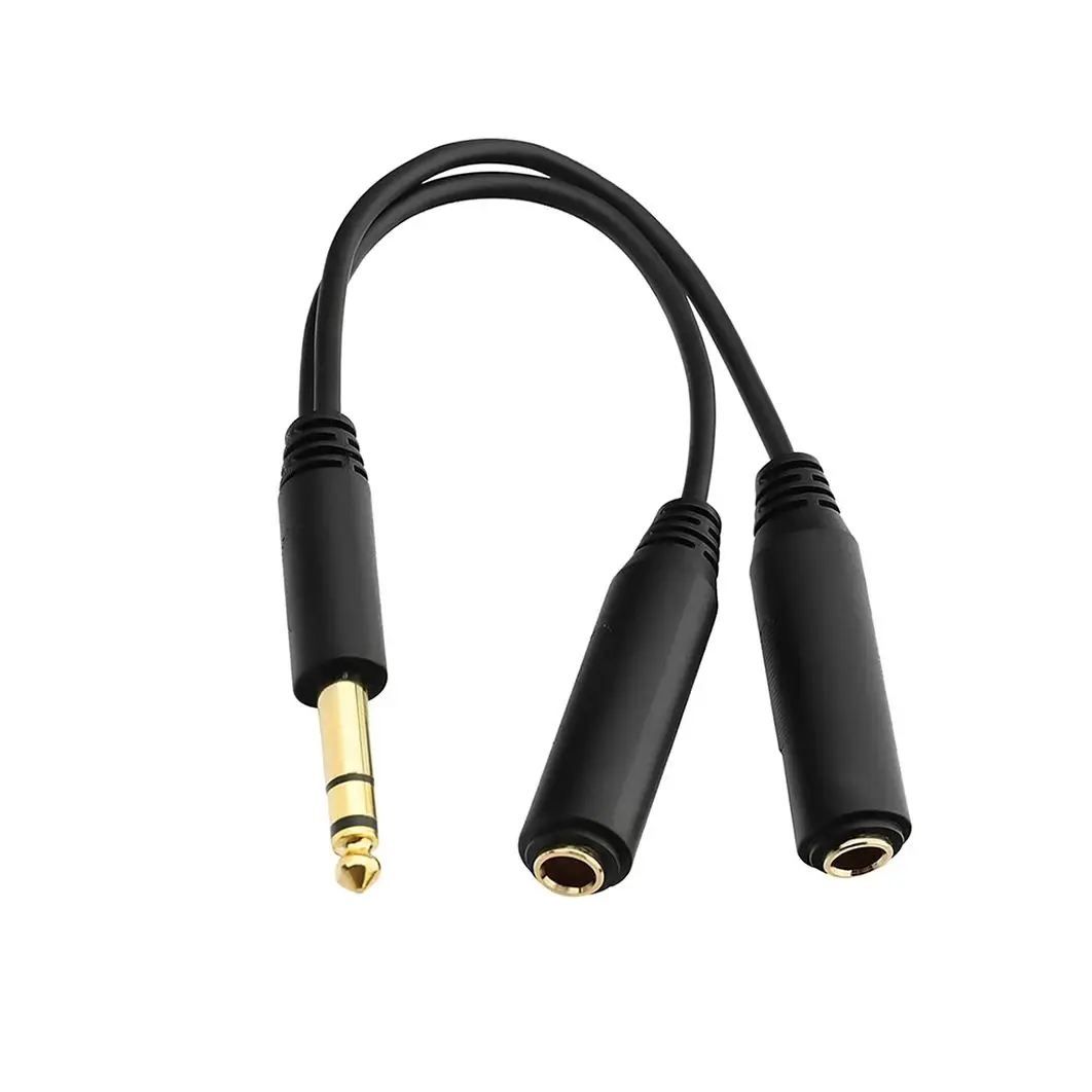 0.3 متر/1Ft 1/4 TRS ذكر إلى مزدوج 6.35 مللي متر أنثى Y الفاصل محول مقبس استريو 6.5 مللي متر 1-to-2 تمديد كابل لمكبر الصوت #3