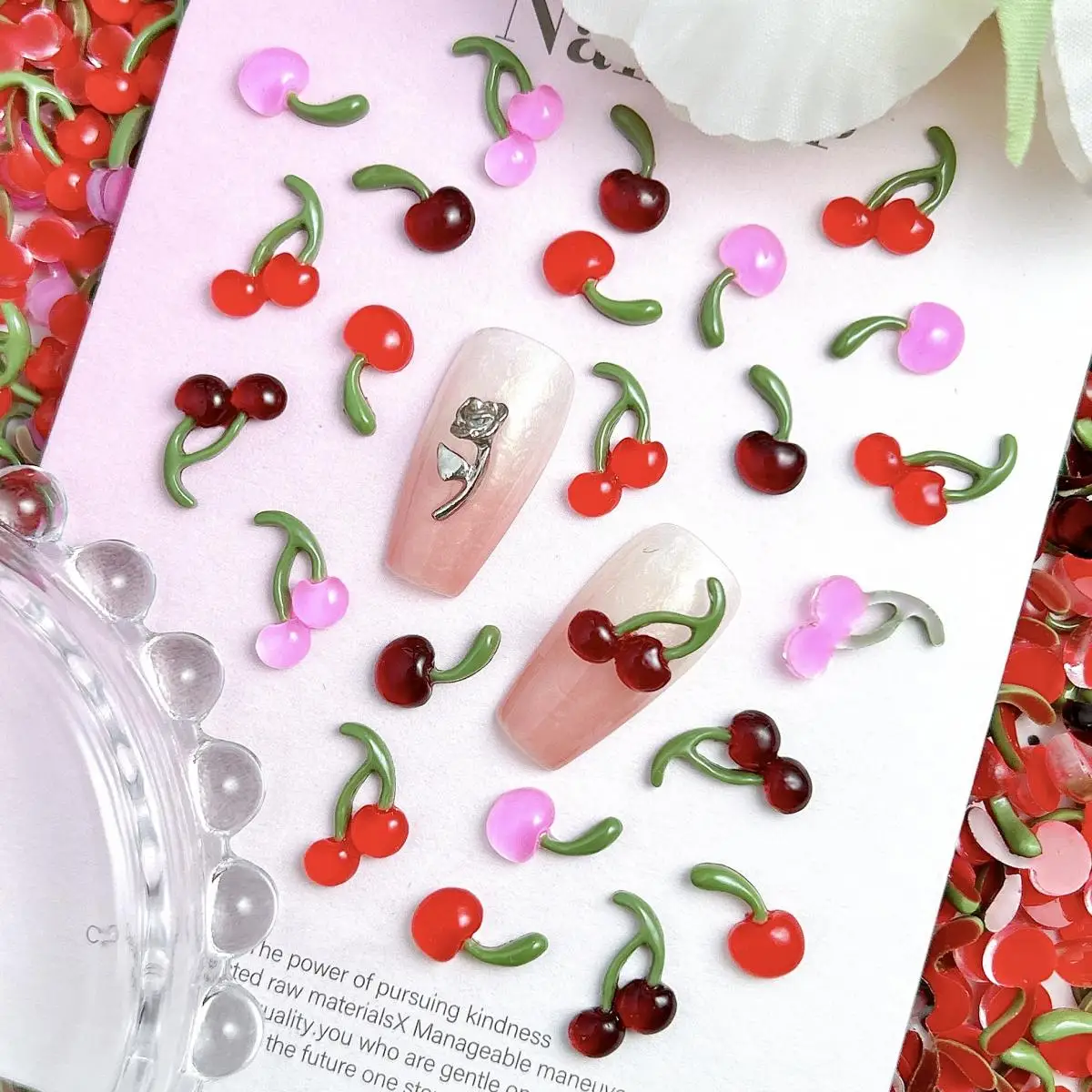 

30PCS Cute Cartoon 3D Resin Cherry Nail Charms Kawaii 3 Colors Cherry Nail Art Decoration Crafts Supplies For Manicure DIY