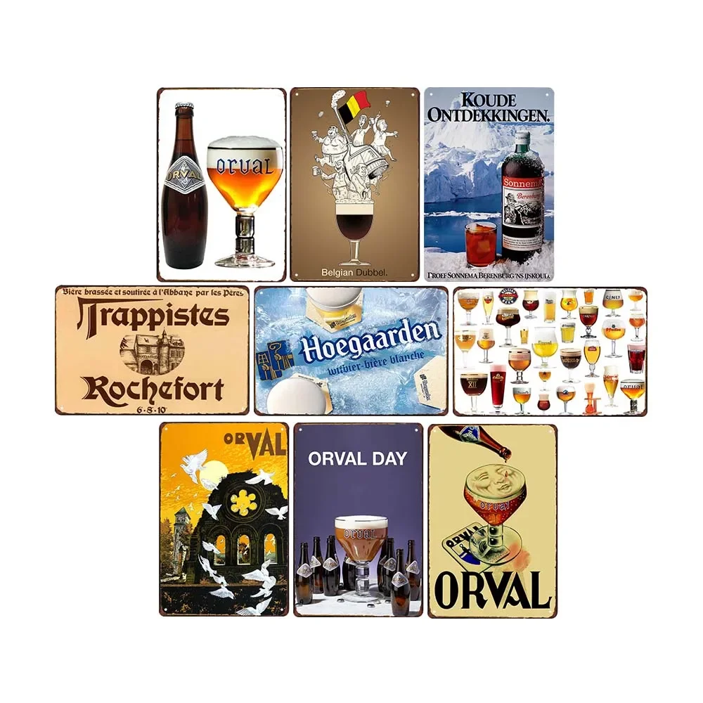 Belgian Beer Vintage Metal Tin Painting Signs Poster Plates Decoration Bar Pub Club Cafe Wall Iron Stickers Retro Plaque 20x30cm