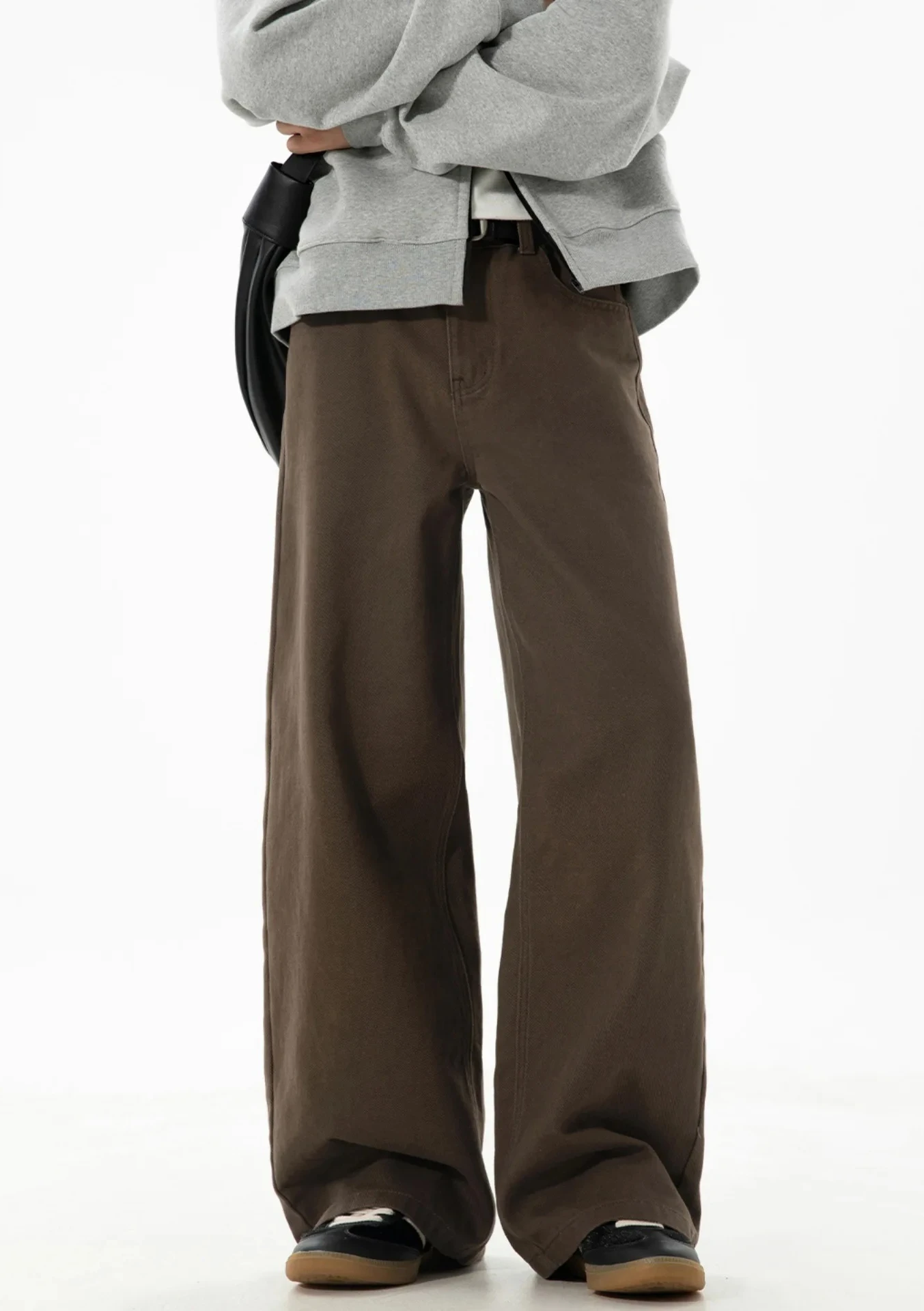 

Men's Casual Pants Relaxed Fit, Straight Leg Cotton Twill Trousers, Elastic Waist Jogger Style for Streetwear & Sports