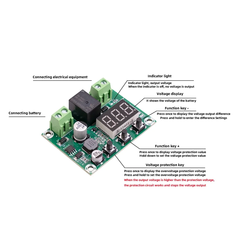 6V-80V Battery DC Voltage Protection Module High Voltage Undervoltage Battery Disconnect Output Protection Board