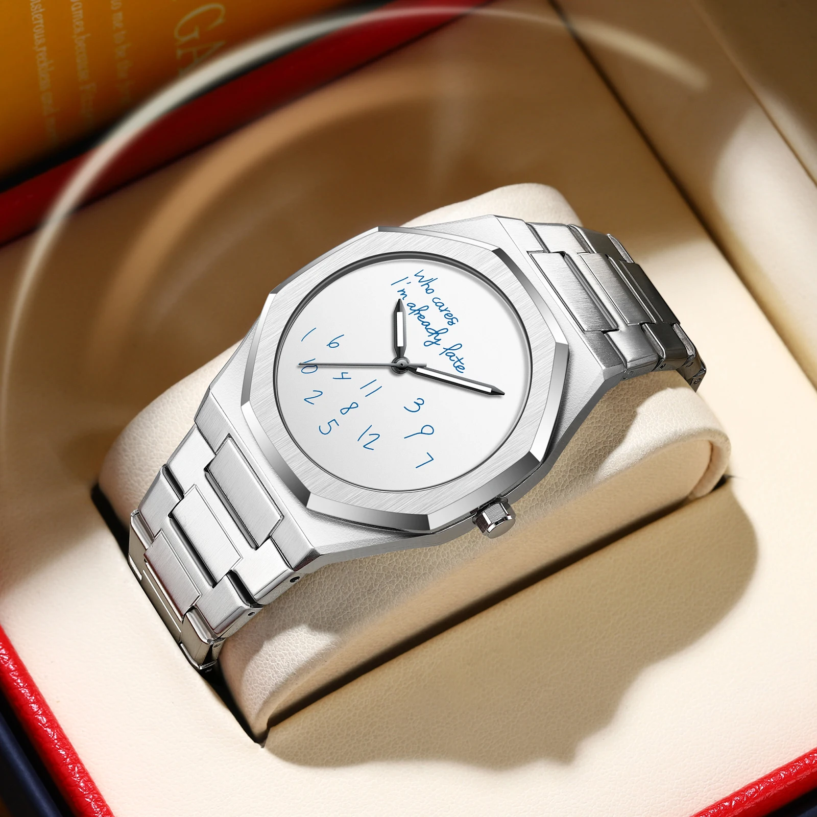 

BESTWIN легкие роскошные модные мужские кварцевые водонепроницаемые часы с круглым циферблатом для бизнеса и офиса с ремешком из нержавеющей стали, повседневные и простые