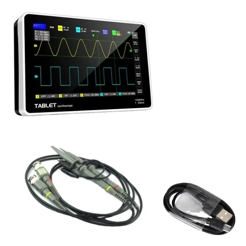 راسم الذبذبات اللوحي الرقمي ثنائي القناة 100 متر عرض النطاق الترددي 1GS معدل أخذ العينات صغير