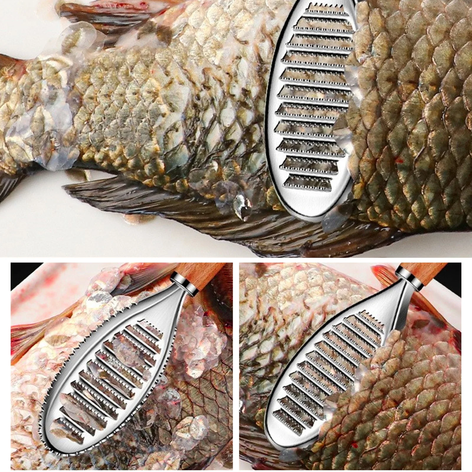 Stainless Steel Fish Skin Brush Scraping Fishing Scale Brush Graters Fast Remove Fish Cleaning Peeler Scalers Scraper