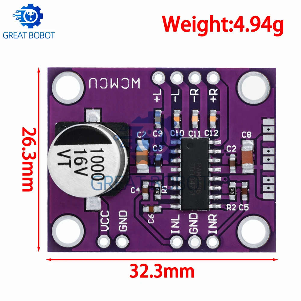 BS 1PCS  CJMCU-8406 PAM8406 No interference stereo class D audio power amplifier module development board