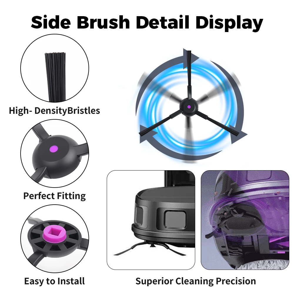 Substituição de escova lateral para midea v12 pro, acessórios de vácuo, peças de reposição para limpeza doméstica
