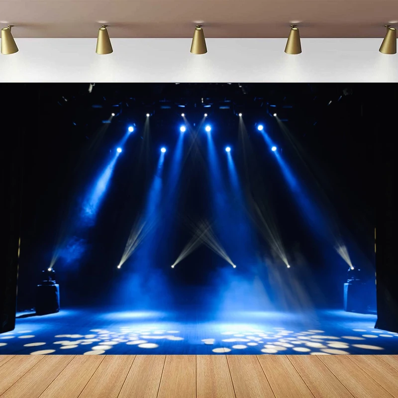 Stage Concert Photography Backdrop Night Show Entertainment Disco Party Banner Spotlight Lights Background Photo Booth Poster