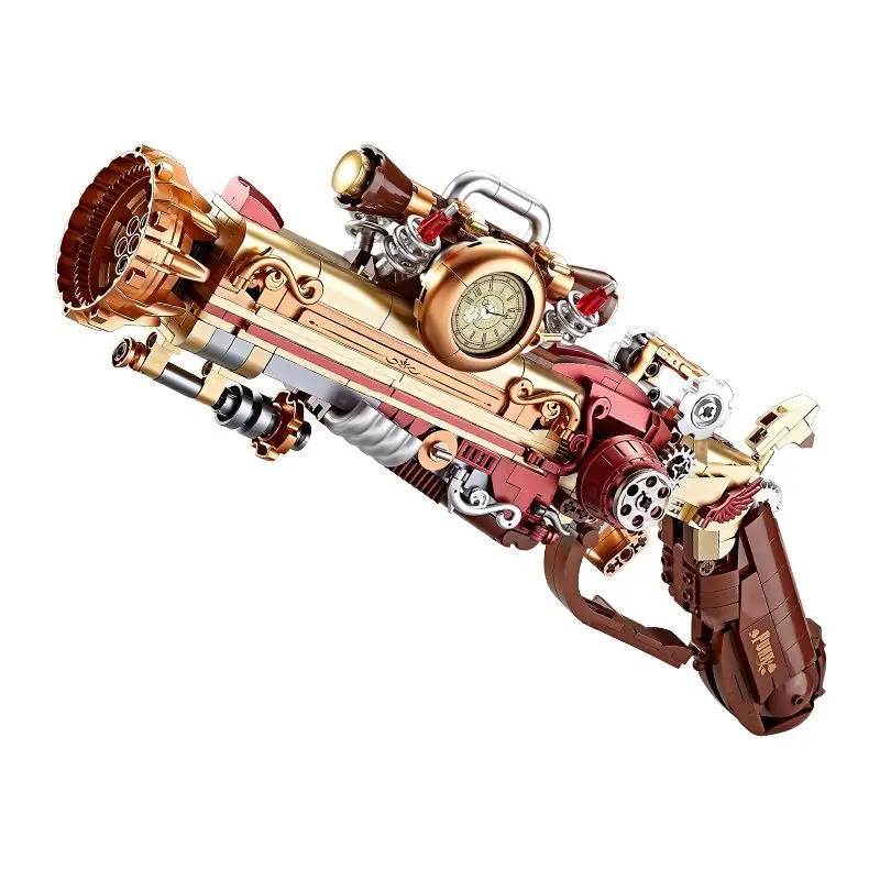 New MOC Steampunk Weapon Gun Flame Rose Frost Siren Assembly Building Blocks Ornaments Children Boy Holiday Gift Toy Collection