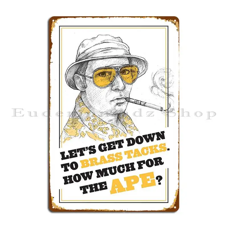 Fear And Loathing In Las Vegas Hunter S Thompson Metal Plaque Poster Wall Decor Designer Garage Wall Cave Club Tin Sign Poster