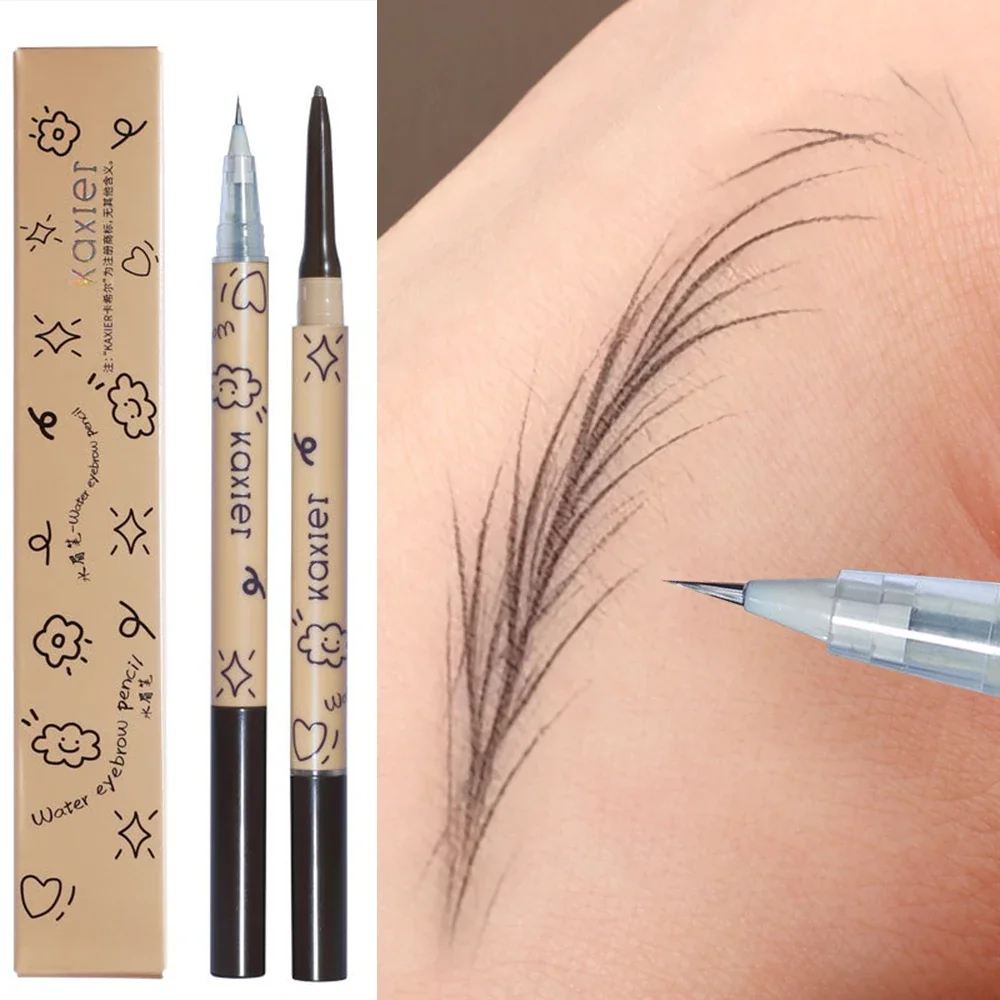 Ultra Fijne Vloeibare Wenkbrauw Potlood Tweekoppig Zweetbestendig 3d Levendige Wilde Wenkbrauwen Blijvende Professionele Eyeliner Ogen Cosmetica