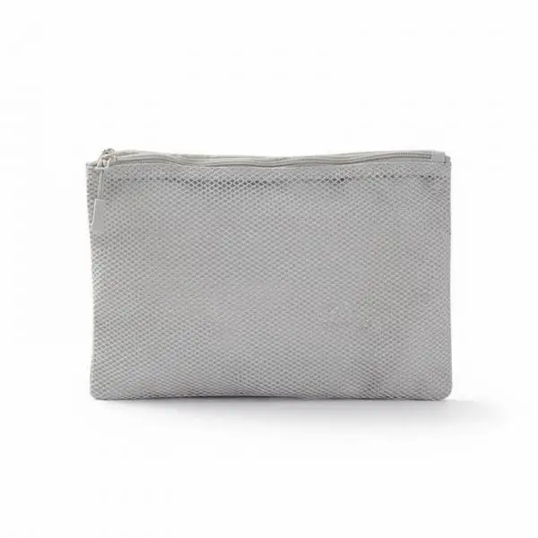 Cosmetic Pouch Bag Organizer Polyester Mesh Double Compartment Storage for Travel Makeup Cables Small Items Handbag
