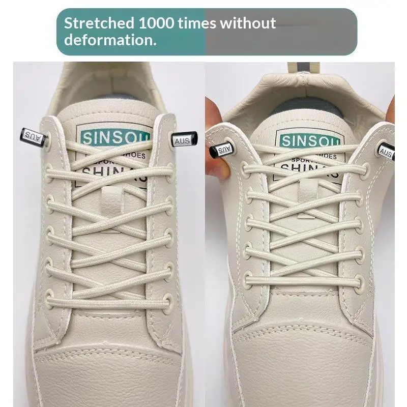 New！Elastic Lazy Shoelaces Thickened Round Quick Fit One Size Universal Sneaker Accessories For Adults Kids