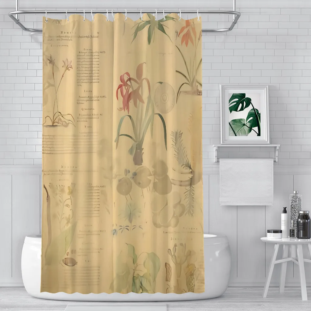 Historic Botany Bathroom Shower Curtains  Waterproof Partition Curtain Funny Home Decor Accessories