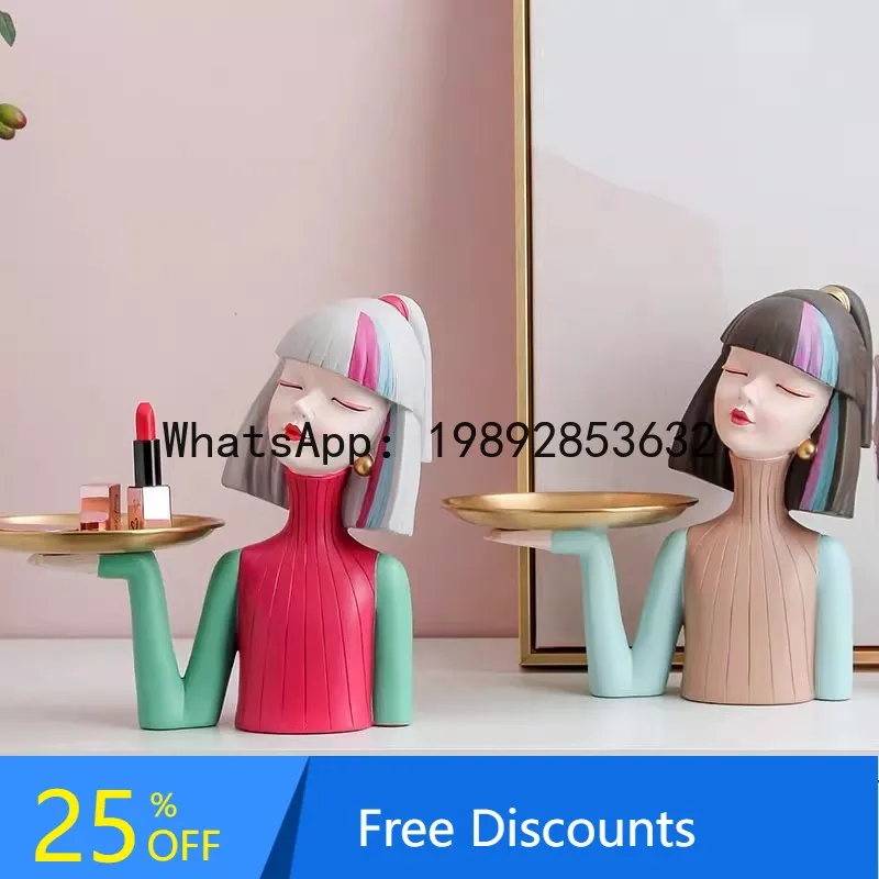 

CZ Fashion Girl Key Desktop Storage Tray Living Room TV Wine Cabinet Bedroom Room Decoration Ornament