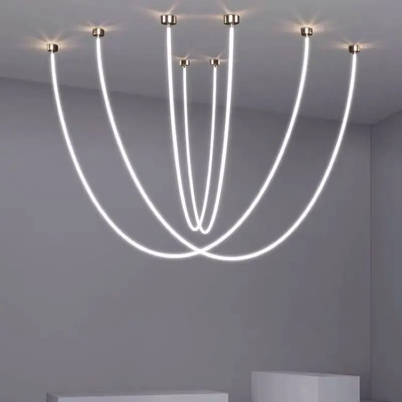 

SANDYHA Minimalist Line Art LED Chandelier Modern Pendant Lighting for Living Room Dining Room Decor Lustre Para Sala De Estar