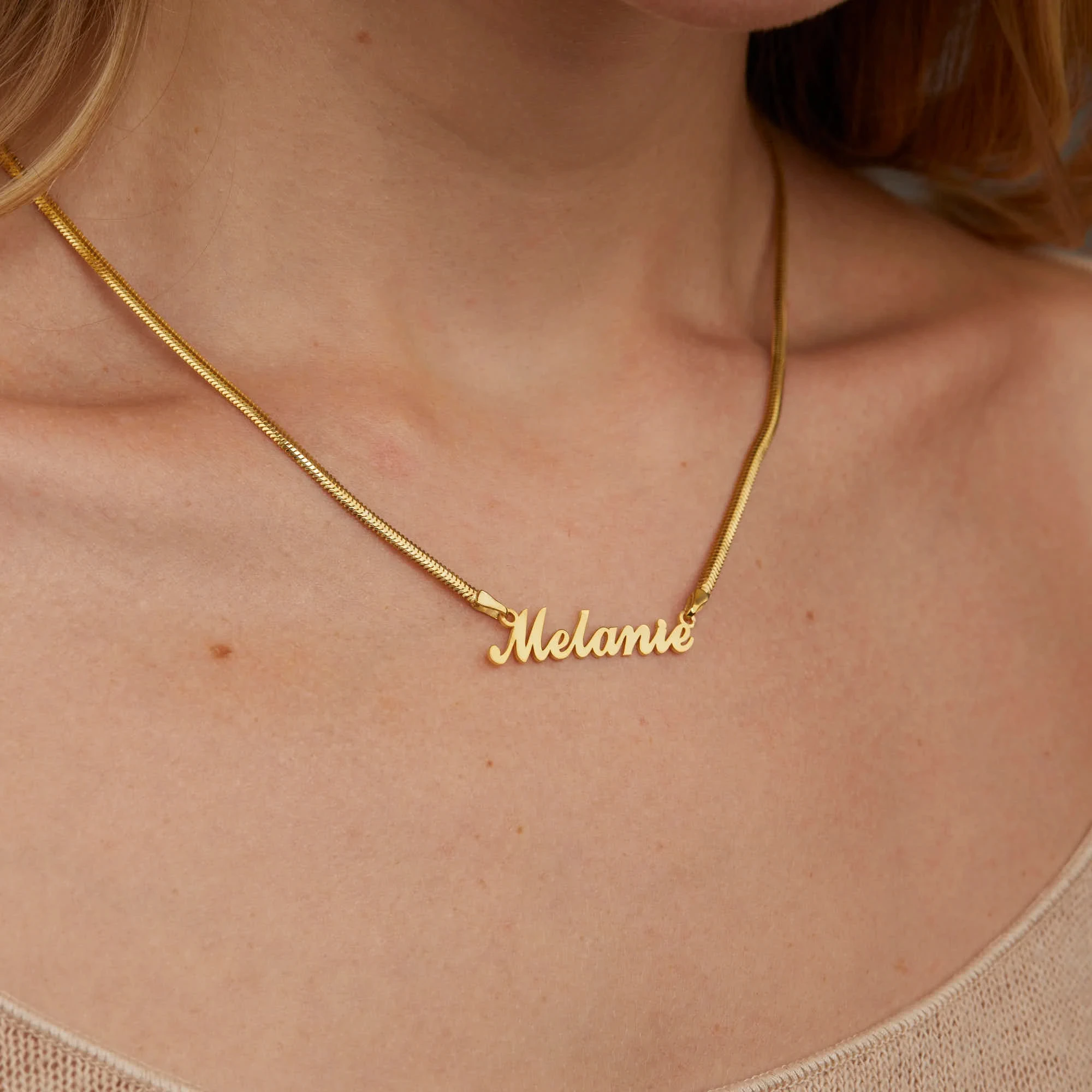 Women's Custom Name Snake Chain Necklace Personalized Name Pendant Necklace Custom Women's Jewelry Memorial Jewelry Gift