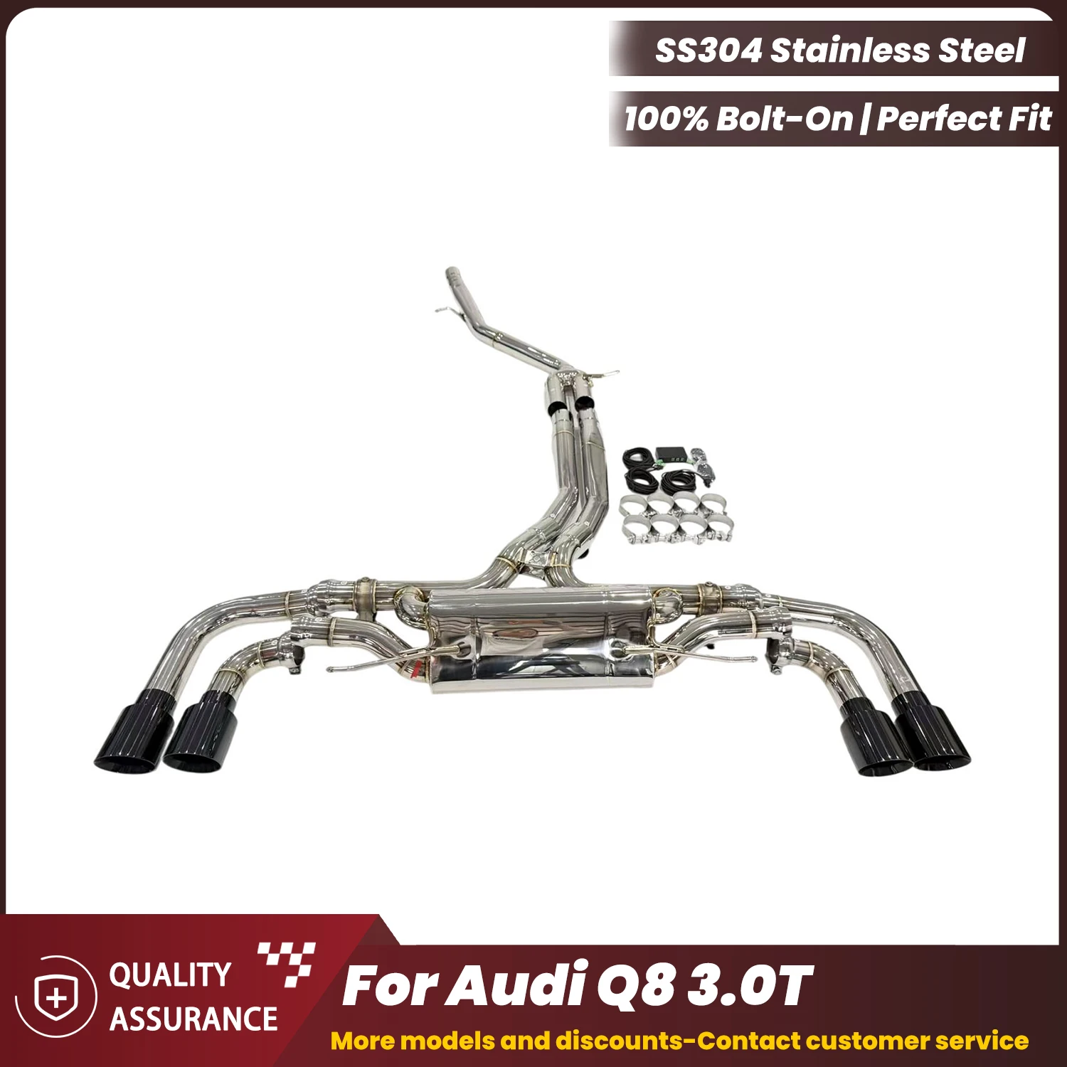 

ECCF T304 Stainless Steel Polished Catback Single Pipe For Audi Q8 3.0T High Flow Performance Upgrade Easy Installation