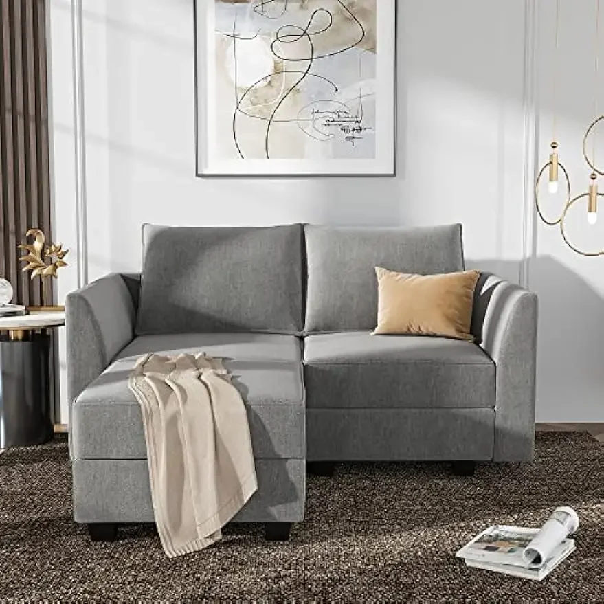 

Reversible Sectional Sofa with Chaise Modern Fabric Modular Couch with Ottoman L Shaped Couch with Storage Seat for Small Space