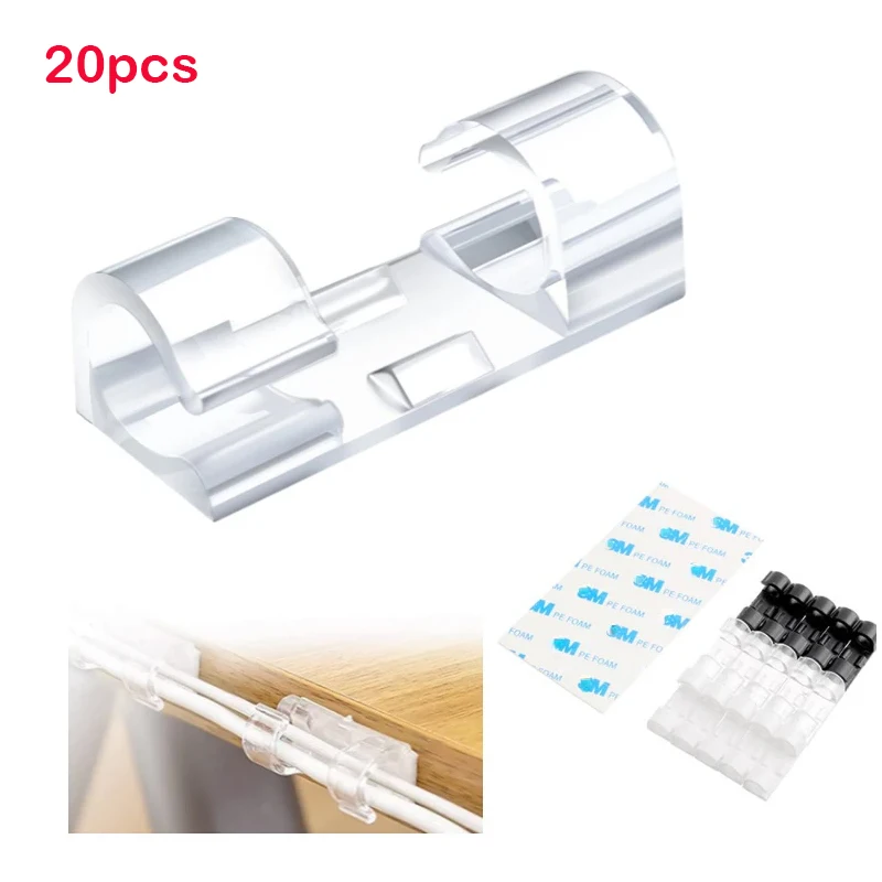 Cable Organizer Clips Cable Management Desktop & Workstation ABS Wire Manager Cord Holder USB Charging Data Line Bobbin Winder