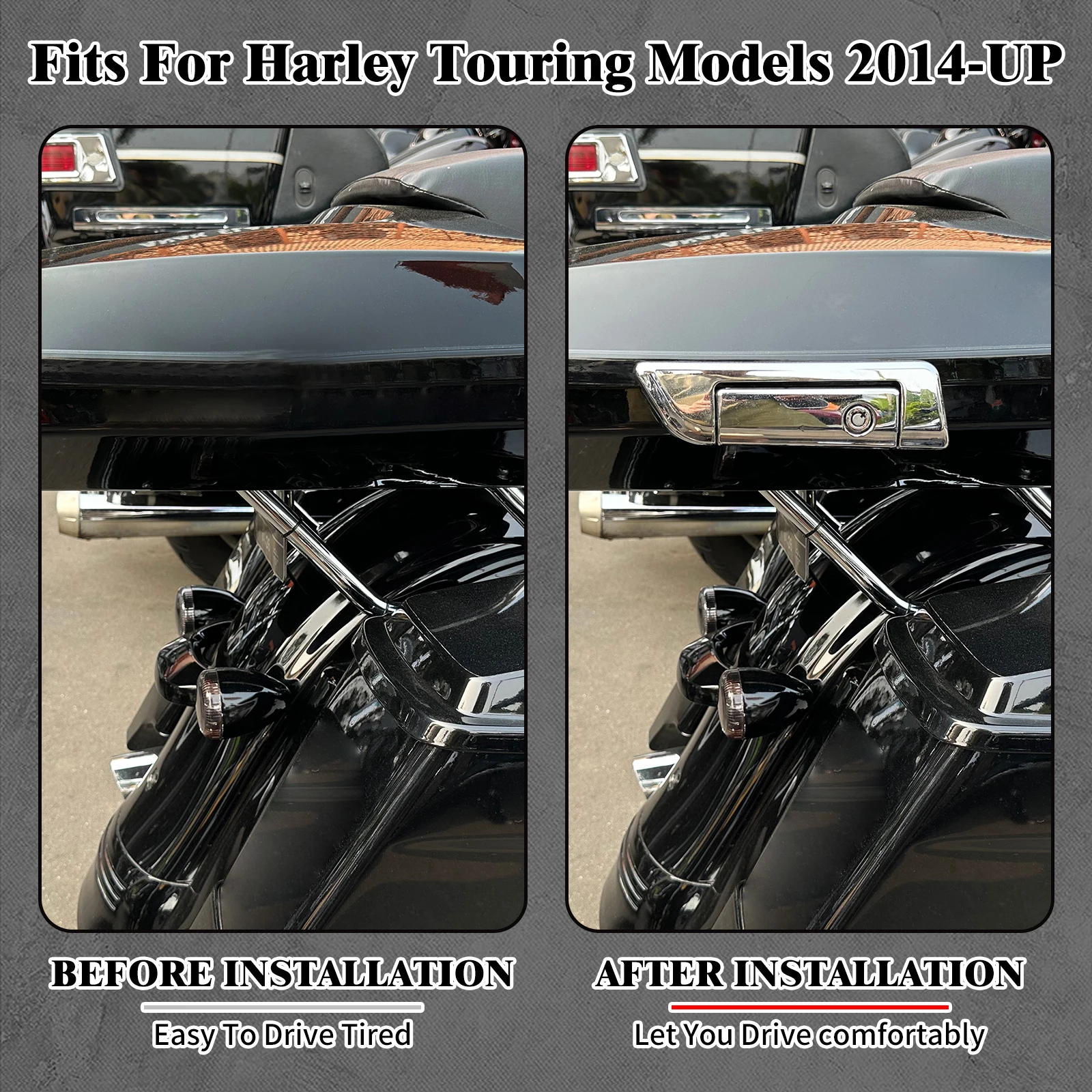 MACTIONS Chrome Tour Pack Trunk Latch Hinges Lock Key Set For Harley Touring Road King Street Glide Razor King Ultra 2014-2024