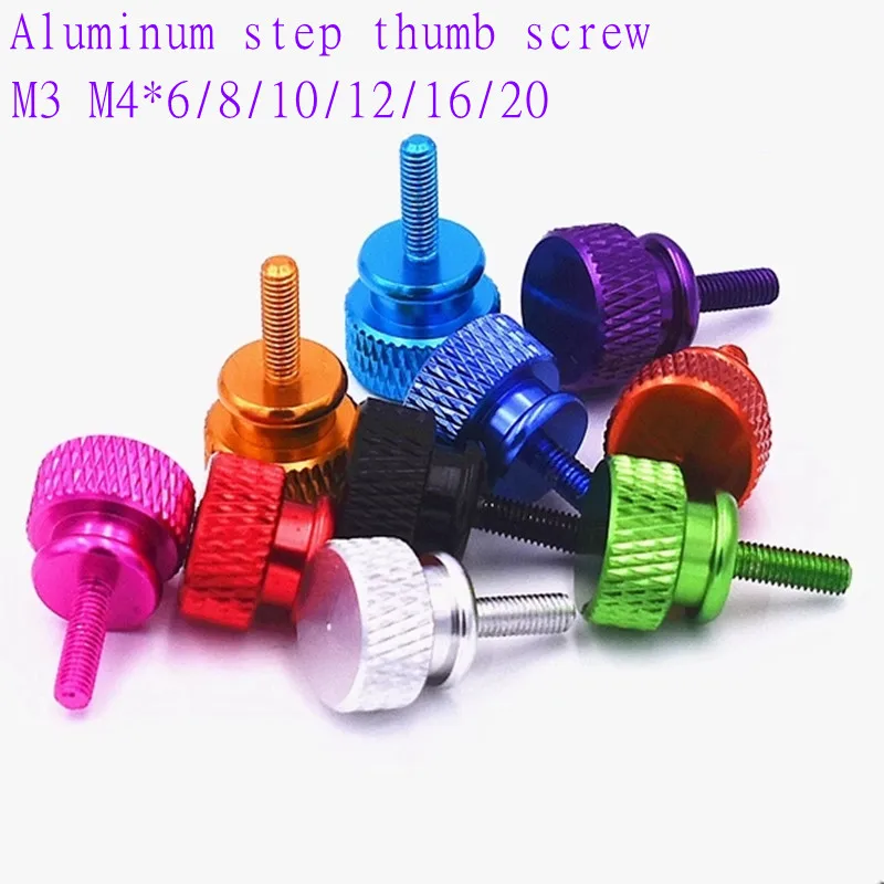 10PCS M3 M4*6/8/10/12/16/20 Step Colourful Aluminum Knurled Head Computer Case Screw Hand Tighten Thumb Screws