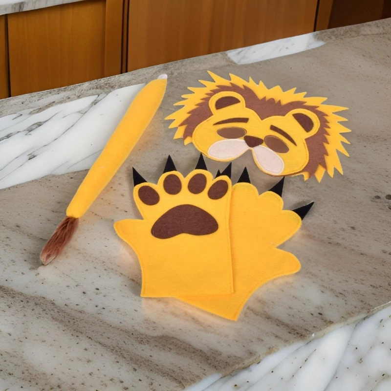 Children Lion Dress up Costume Including Animal Mask Animal Tail and Glove Dress up Outfits