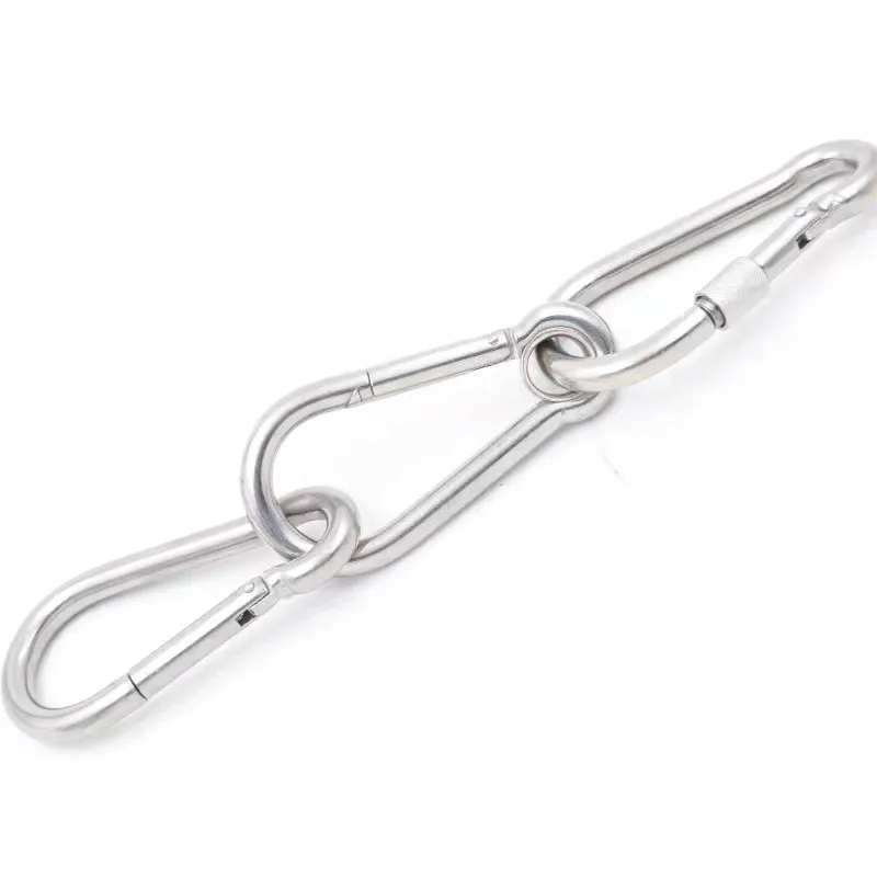 M4 M6 M8 M10 M12 304 Stainless Steel Spring Snap Carabiner Quick Link Lock Ring Hook Snap Shackle Chain Fastener Hook Dog Chain