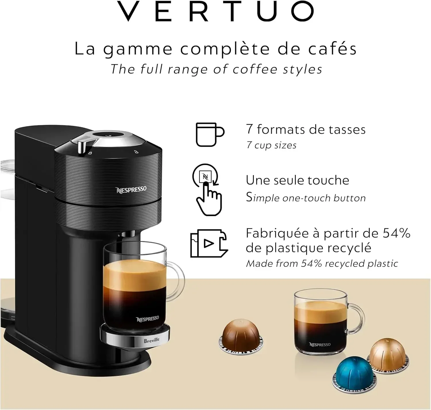 Кофеварка и эспрессо Nespresso Vertuo Next Premium от Breville со вспенивателем молока Aeroccino