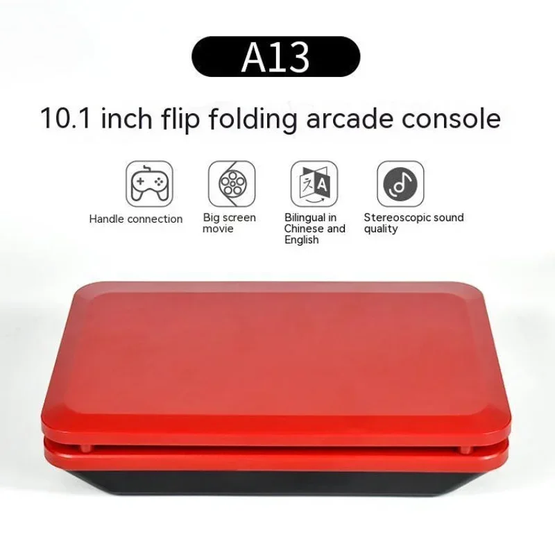 Powkiddy A13 Retro Game Arcade 10 Inch Hd Large Screen Game Machine Folding Flip Rk3128 Chip Cpu Simulator Detachable Joystick