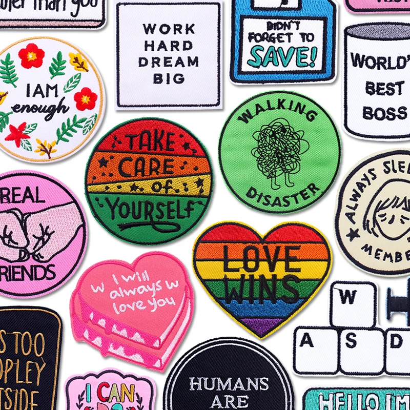 Buchstabe/Liebe gewinnt Patch Eisen auf bestickte Patches für Kleidung DIY Cartoon Brief Pathes auf Kleidung Nähen Aufkleber Abzeichen