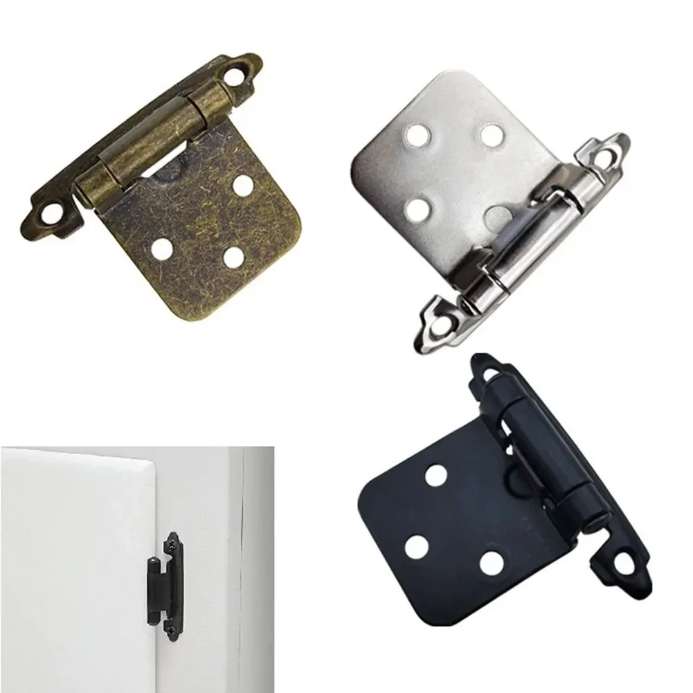 10pcs Self Closing Overlay Hinges Flush Cabinet Hinge Heavy Duty Cupboard Door Spring Self Closing Hinges Furniture Hardware