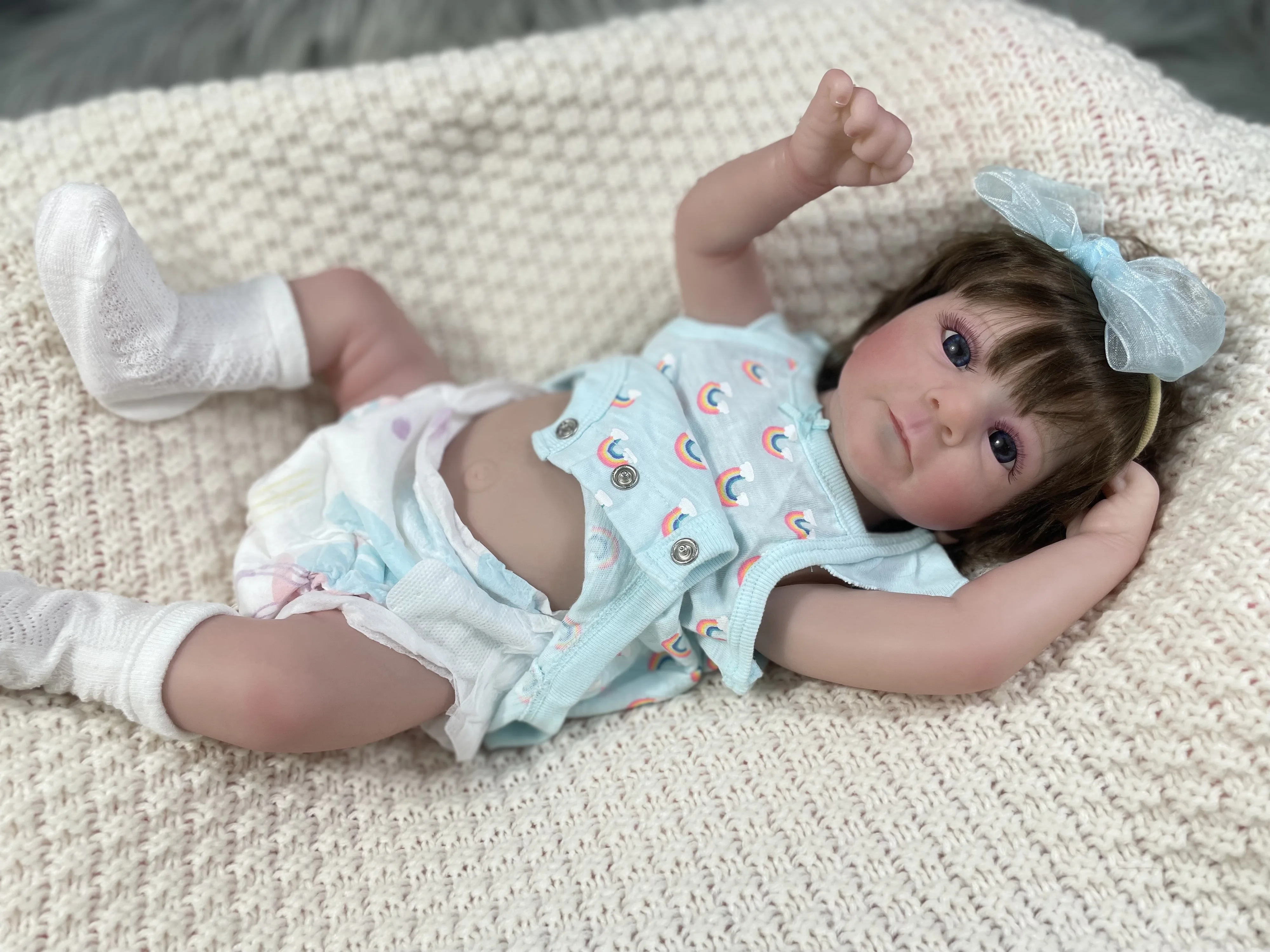 17 Inch Felicia Reborn Finished Doll Full Silicone Vinyl Girl Adorable Baby Lifelike 3D Skin Visible Veins Collectible Art Doll