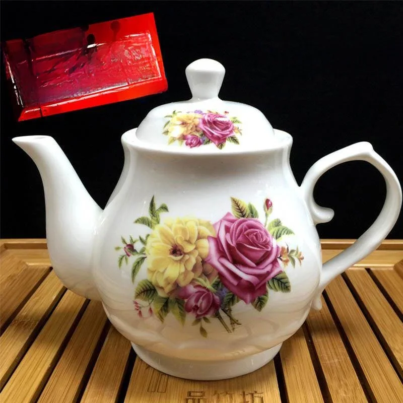 

Traditional Chinese Sle Cerc Tea Set Simple Home Use Small Tea Cup Old Faioned Tea Bowl 6 Pieces Tea Pot Cover Bowl